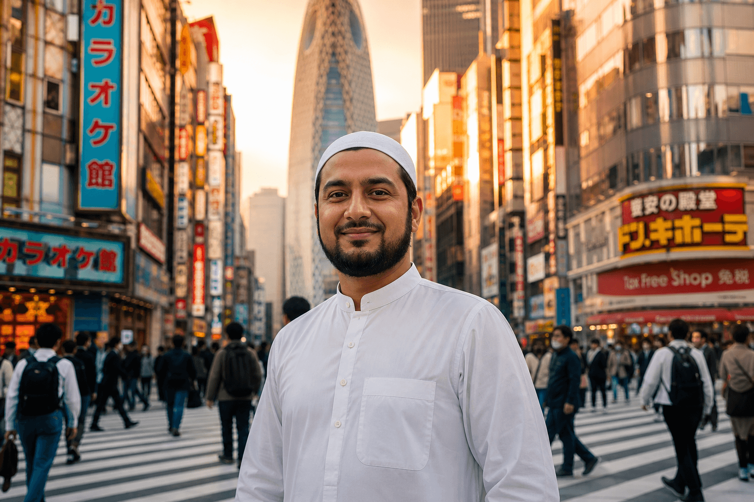 South Asian Muslim man in Tokyo city centre